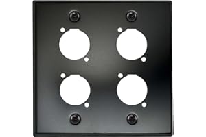 DIYTECH XLR Wall Plate Blank and XLR Panel Combo - Perfect for Professional Audio Setups in Studios, Theaters, and Conference Rooms - Easy to Install and Durable Design (4 Port Black)
