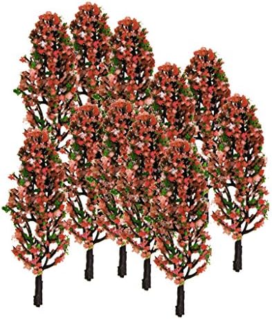 3.3 Inch Green Train Set Scenery Landscape Model Tree with Peach Flowers Scale 1/200 - 20PCS