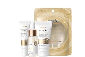 EZYUANCHLY Snail Mucin Essentials Travel Set,Gold Snail Serum,Ginseng Snail Eye Cream,Snail Essence Cream 3 in 1,Improve Damaged Skin Lmproves Elasticity and Minimizes Pores(3pcs)