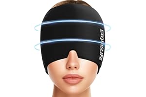EXQUISLIFE Migraine Ice Head Wrap, Headache Relief Hat for Migraine Cap, Hot and Cold Therapy, Headache Eyes Mask for Sinus, Puffy Eyes, Tension and Stress Relief (Black)