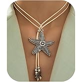 ZXYMHL Bohemian Starfish Choker Necklace Beach Jewelry for Women Retro Large Starfish Pendant Necklace Summer Beach Accessories