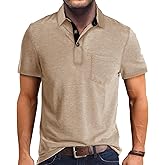 Olidarua Mens Polo Shirts Casual Fashion T-Shirts Short Sleeve Button Up Golf Shirts Tops with Pocket