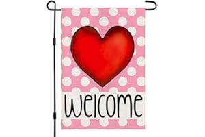 DECORHUA Valentines Day Garden Flag 12×18 Inch Vertical Double Sided Valentine Love Heart Welcome Flag for Outside Yard Anniversary Wedding Farmhouse Decoration DF172