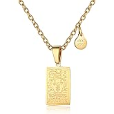Zodiac Sign Necklace for Women Constellation Tarot Card Pendant Double Sided Gold Stainless Steel Waterproof NonTarnish Friendship Jewelry Gift