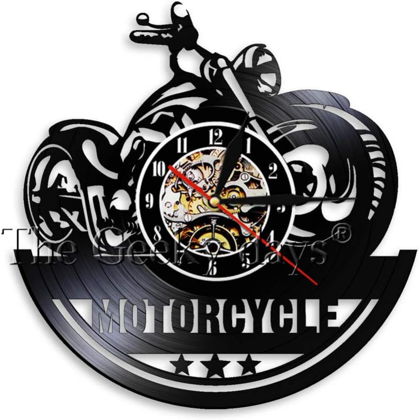 SSCLOCK 1Piece Cafe Racer Clock Handmade Vinyl Wall Clock Cafe Racer Clock Handmade Vinyl Wall Clock For Motorcyclist Gift