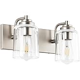 SOLFART Brushed Nickel Bathroom Light Fixture Vanity Lighting Fixtures Over Mirror 2 Light Bathroom Vanity Light Nickel Wall 