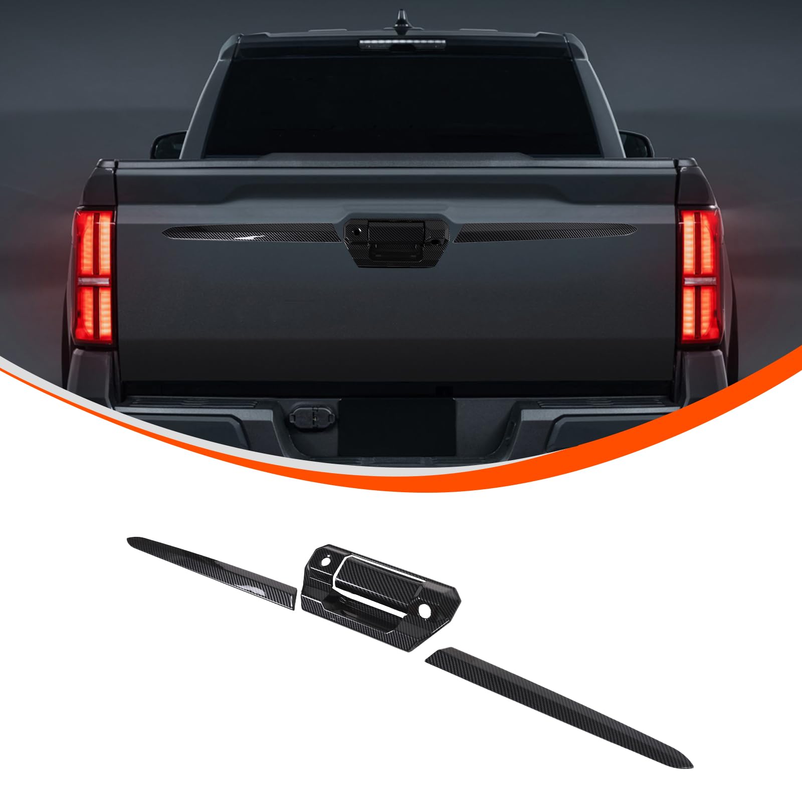 Photo 1 of TongSheng ABS Car Look Rear Door Handle Panel Cover Trim Compatible with Toyota Tacoma SR 2024+,Car Tailgate Handle Trim Strip (Black Carbon Fiber)