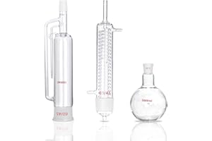 MXBAOHENG 1000ml Soxhlet Extractor Kit Soxhlet Extraction Apparatus with 60/45 Graham Condenser, Flat Bottom Flask 29/32 Joint, Extractor Tube Lab Glassware