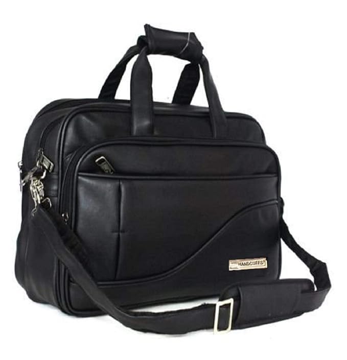 black leather office bag