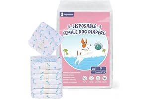 Jollywoods Female Dog Diapers 48 Count, Disposable Safe Diapers with Wetness Indicator, Super Absorbent Leakproof, Puppies, F
