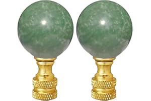 Hyamass 2Pcs Green Natural Stone Shaped Lamp Finial 2 Inch Lamp Shade Finial Decoration Accessories with Polished Brass Base