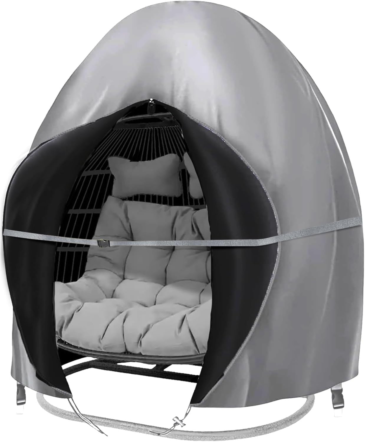 Photo 1 of boyspringg Patio Egg Chair Cover, 91x80 Inches, Extra Large Double Egg Chair Cover for Outdoor Furniture, Large Swing Hanging Egg Chair Covers Waterproof, Anti-UV, Dust-Proof(Grey)