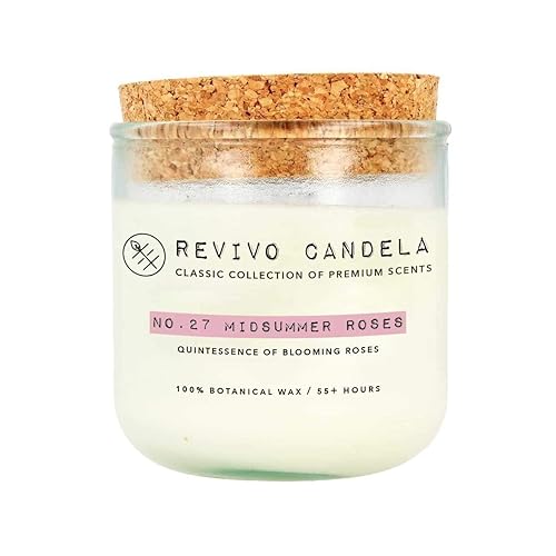 Große Duftkerze im Glas 250 g Rosenduft Kerze aus Sojawachs blumiger Duft Revivo Candela handgegossen in Hamburg