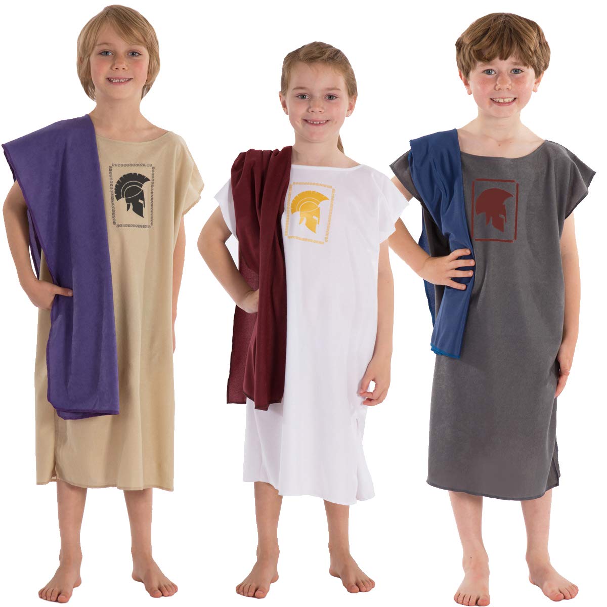 Charlie Crow Greek or Roman Costume for children | 3 colours avaliable | Grey | 5-8 Years.