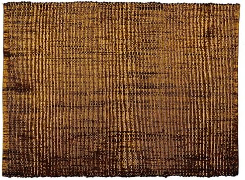 Swadeshi Store - Placemat Woven With Gold Lurex - 100% Handwoven Cotton - Set of 6 - Black/Gold