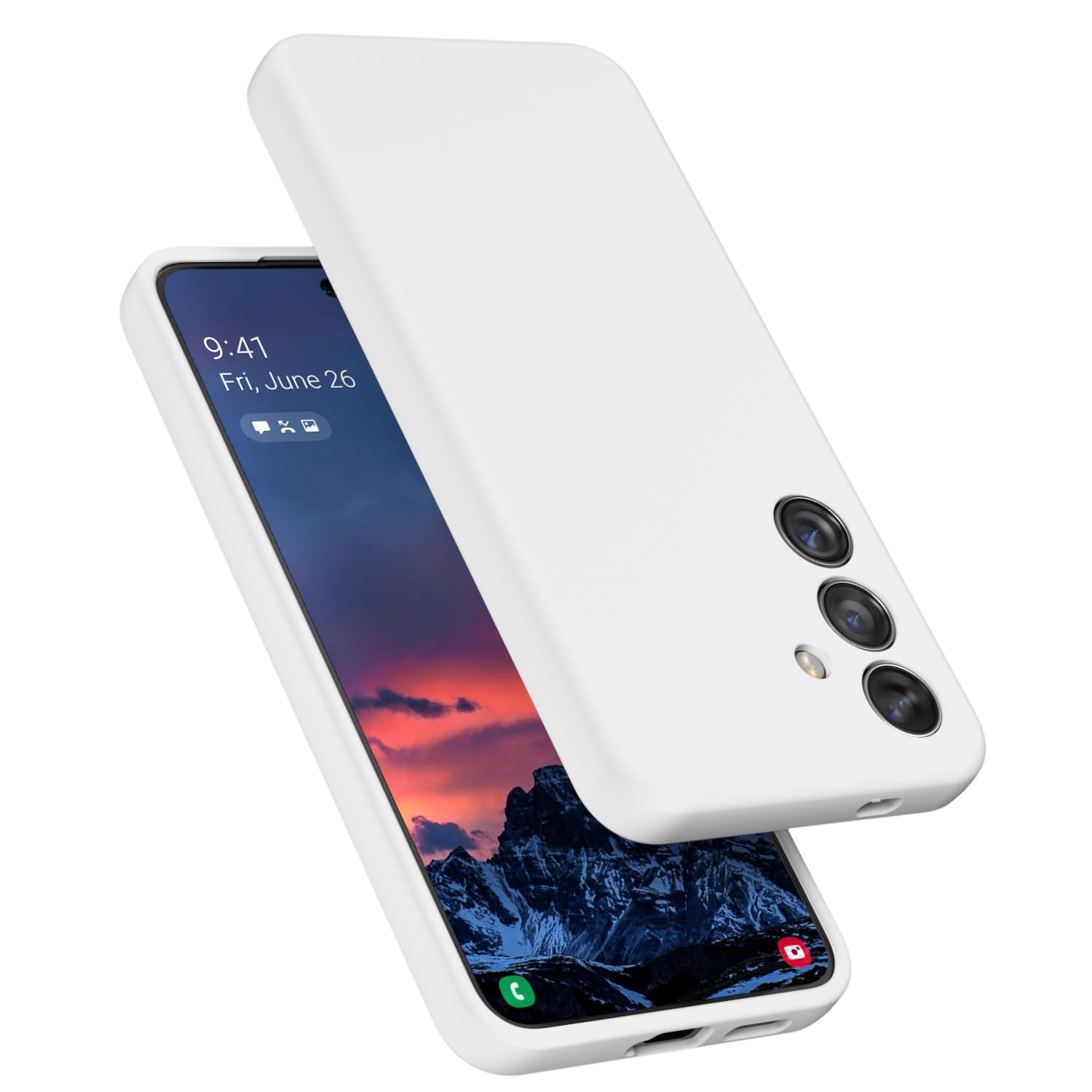 E Segoi Designed for Galaxy S24 Case, Liquid Silicone Gel Rubber Shockproof Case Soft Microfiber Cloth Lining Cushion Compatible with Galaxy S24 5G 6.2 inch (White, S24-6.2")