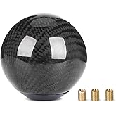 ANDO RACING Carbon Fiber Shift Knob Gear,Universal Carbon Fiber Style Round Ball Shift Knob with 3 Adapter,Fit for Manual Car (Black)
