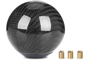 ANDO RACING Carbon Fiber Shift Knob Gear,Universal Carbon Fiber Style Round Ball Shift Knob with 3 Adapter,Fit for Manual Car (Black)