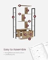 VASAGLE Bookshelf Storage Shelf 4 Shelves Doors Industrial Toasted Oak Black view 8