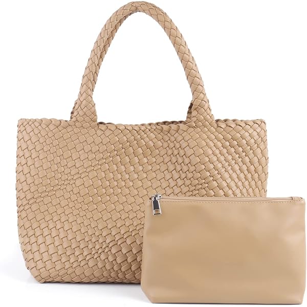 Woven Tote Bag For Women | Vegan Leather Crossbody & Shoulder Bag | Adjustable Strap | Inner Zipper Pocket - View #10