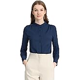 Allegra K Women's Button Down Office Top Long Sleeve Formal Mandarin Collar Shirt