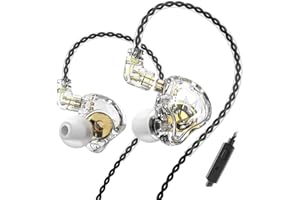 SICANAL TRN MT1 HiFi Earphone Dual Magnetic Dynamic Driver Sport Headphone in Ear Monitor Noise Cancelling Headset (with Mic, Clear)