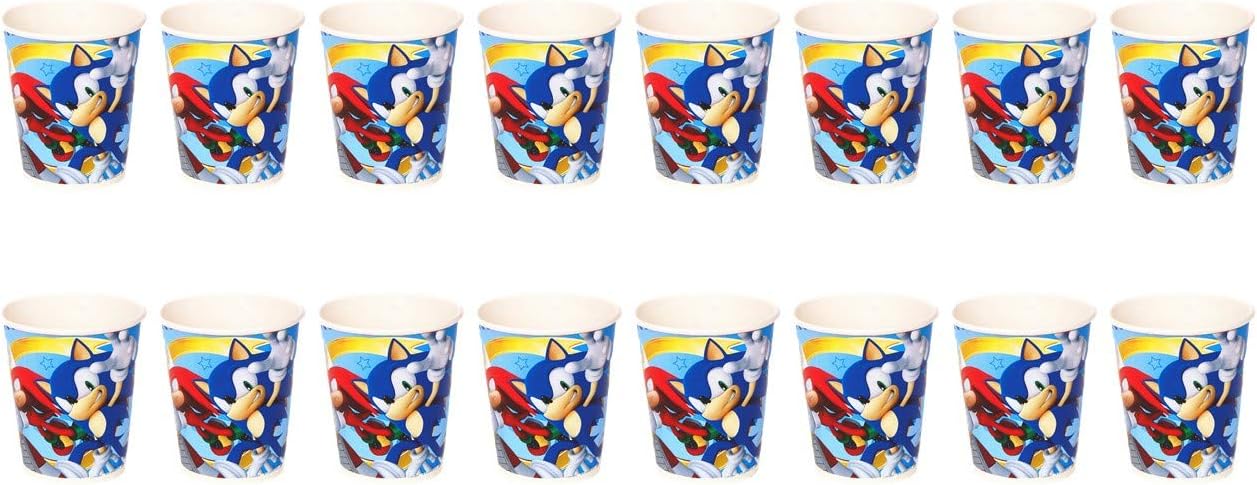 ALMACENESADAN 0522; Pack 16 Sonic party glasses; ideal for parties and birthdays; capacity 220 ml; Cardboard product.