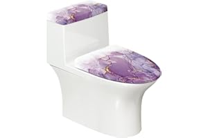 FUIALDOLG Stretch Toilet Lid Tank Lid Dust Cover Purple Marble Pattern Toilet Seat Cover Soft Machine Washable,Toilet Tank Cover Decorative Accessories