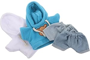 NAMOARLY 4pcs Tiny Bear Clothes for Stuffed Animals Soft Cotton Hoodie Denim Pants Outfit Comfortable Plush
