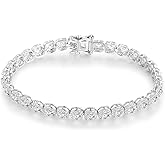 Gemsme Halo Square Tennis Bracelet for Women,18K White Gold Plated 3mm Round Cubic Zirconia Bracelets for Women