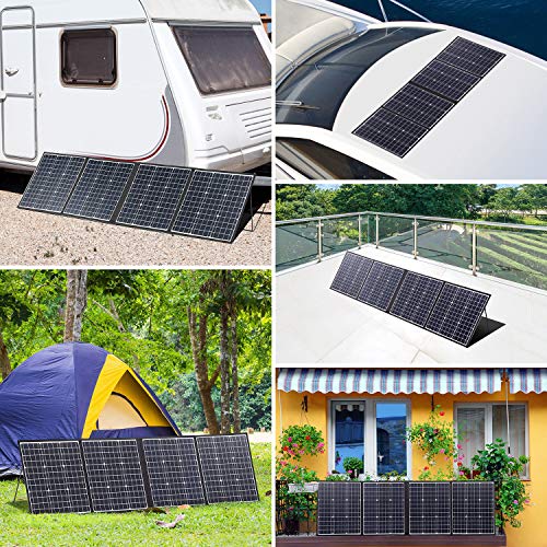 SUAOKI Solar Charger 160W Solar Panel Kit Compatible S270/G500/PS5B/S200 Power Station Generator and ROCKPALS 300W Portable Generator, Solar Car Battery Charger for Motorcycle RV Boat