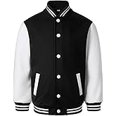 HOOD CREW Kids Varsity Jackets Girls Boys Letterman Baseball Jacket Lightweight Bomber Coat School Outwear with Pocket