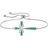 YL Cross Bracelet 925 Sterling Silver Infinity Sideways Link Bracelet Birthstone Jewelry for Women