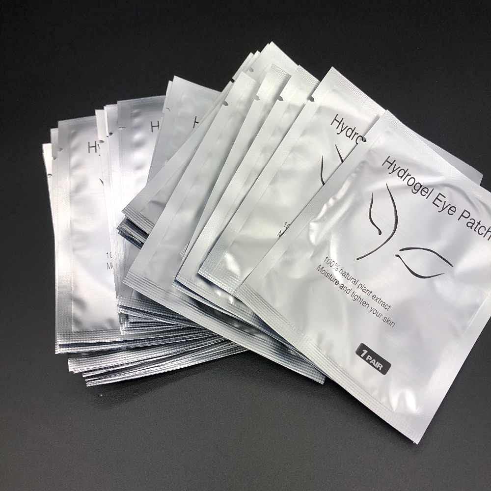 Exeton, Eyelash Gel Pads, 50 Pairs, Lint Free Under Eye Gel Pads Eye Patches For Eye Lash Extensions, Saloons, Individual (Silver Fox)