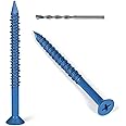 VGBUY 3/16 x 3-3/4 Inch 40Pcs Flat Head Concrete Screws, Screws Anchor with Drill Bit,for Masonry, Block, Brick, Cement, Stacoo, No Pre Drilling, Diamond Point