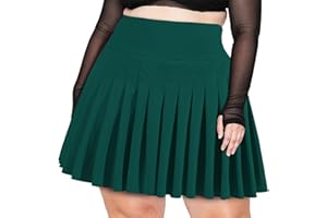 Moon Wood Women's Plus Size Pleated Tennis Skirt- Girls High Waist Athletic Golf Skirts with Shorts