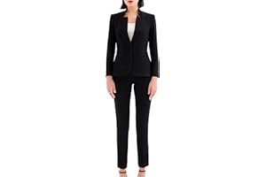Marycrafts Women's Professional Stand Up Collar Blazer Pant Suits 2 Piece Set Business