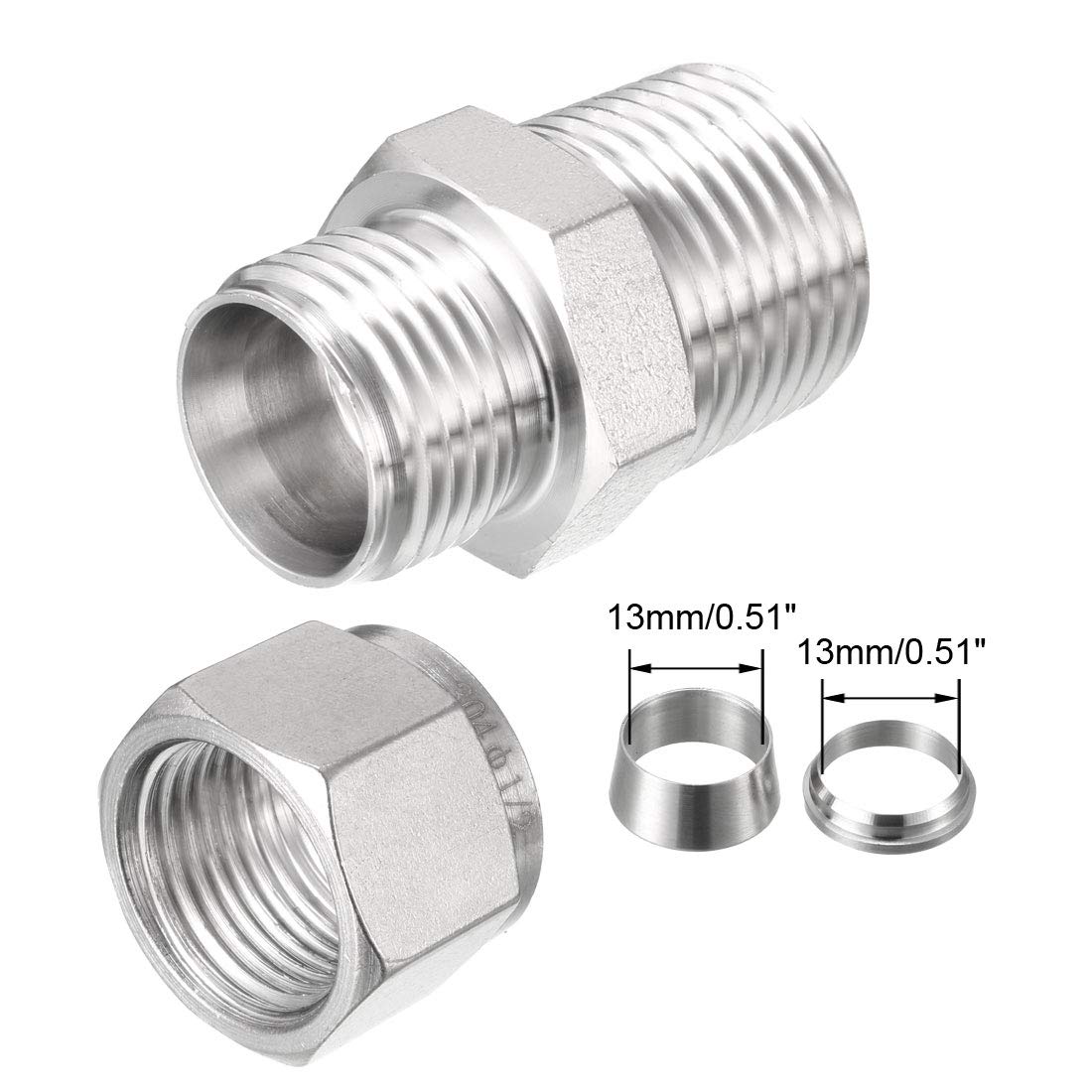 uxcell Stainless Steel Compression Tube Fitting 1/4inch NPT Male x Ф8