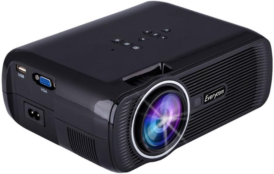 Mini Projector , Everycom X7 Full Hd 1080p Video LED Projector ,Office Projector Outdoor/Indoor Home Projector Support 1080P via USB Drive TV Laptop Game for Home Cinema Theater,Black