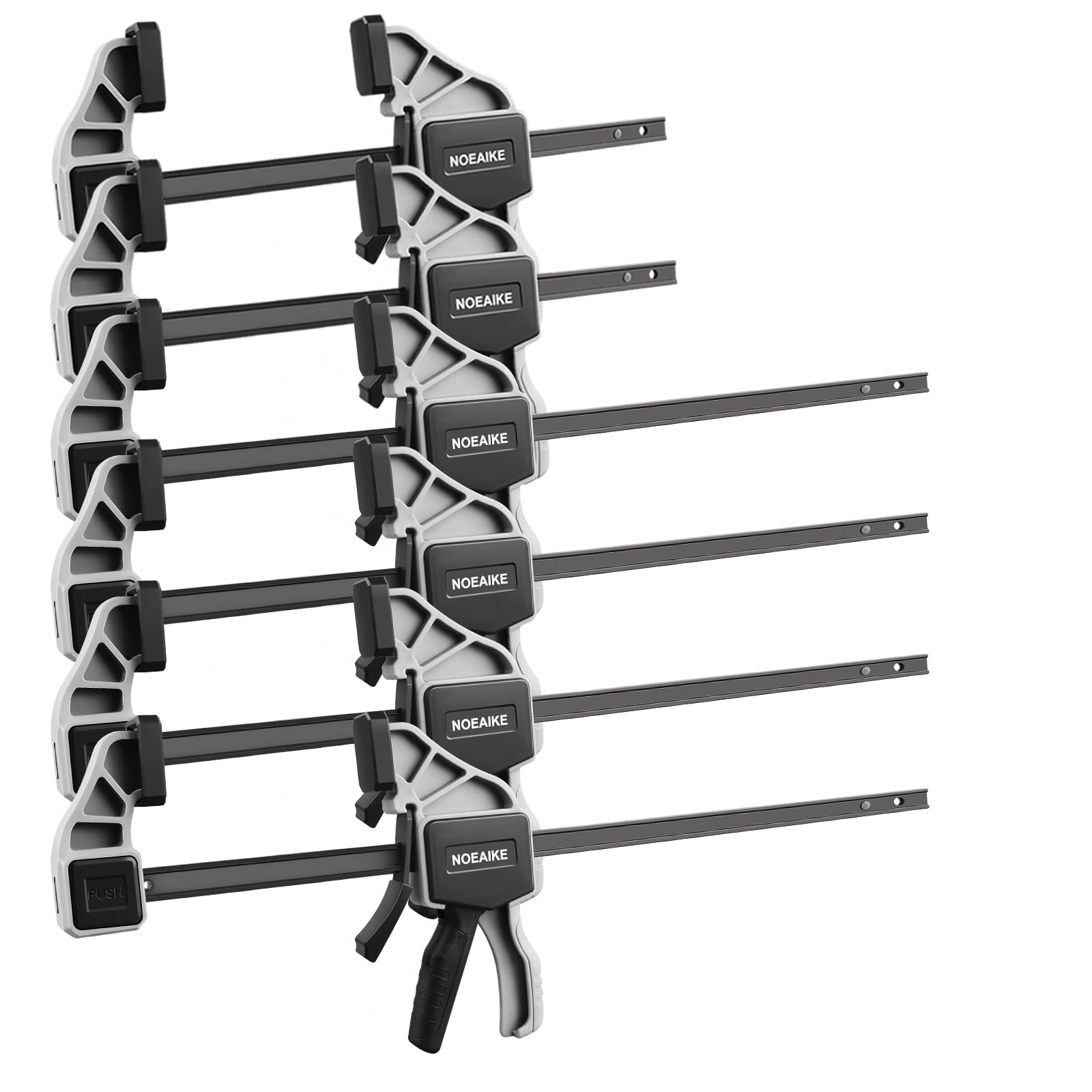 View 1 of ***PARTIAL SET - PRICE ADJUSTED***
NOEAIKE Bar Clamps for Woodworking,6-Pack Wood Clamps 12”(4)&6”(2) Light Duty One-Handed Quick Grip/Spreader Woodworking Clamp 150LBS Load Limit with Quick Change Button