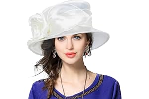 VECRY Lady Derby Dress Church Cloche Hat Bow Bucket Wedding Bowler Hats