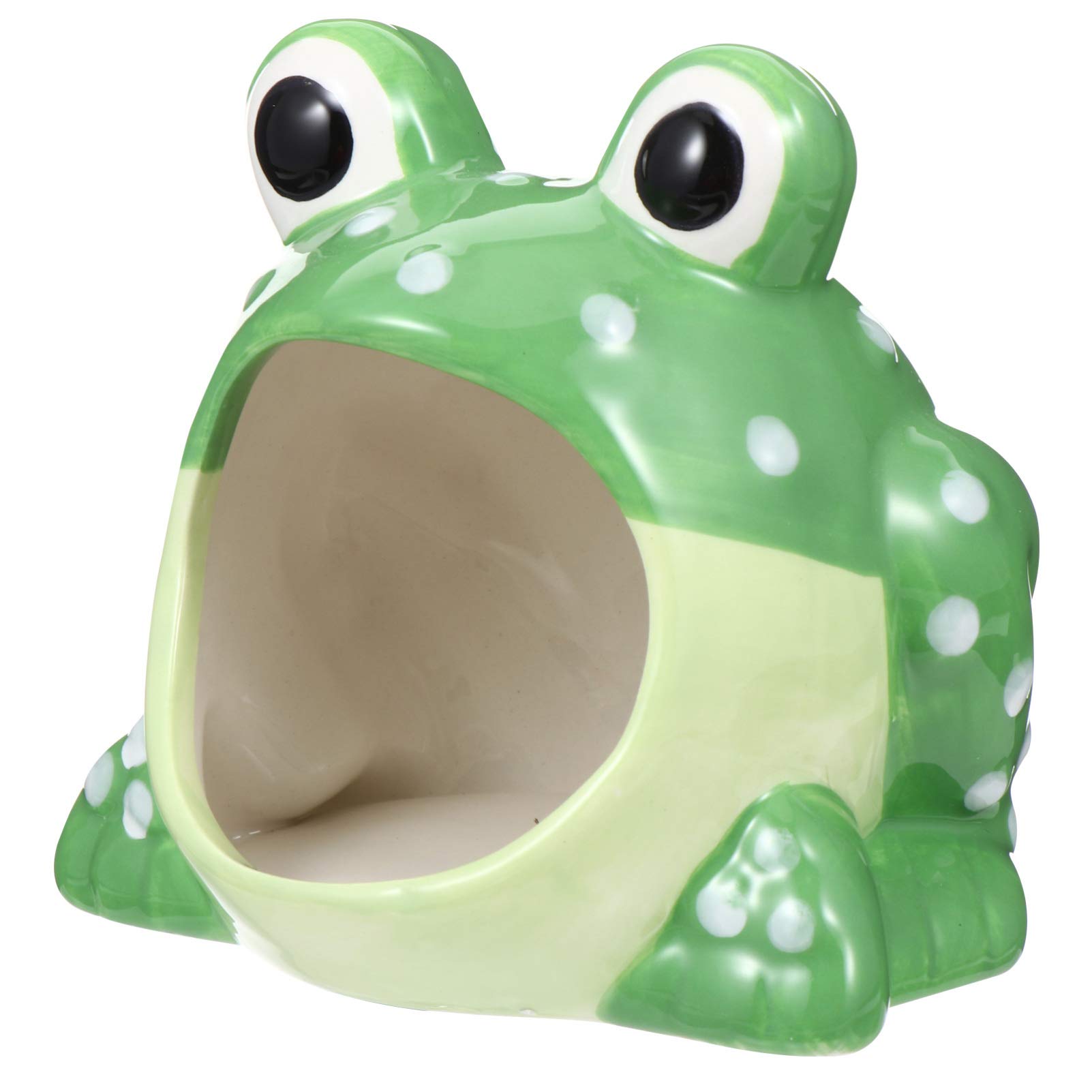POPETPOP Wooden Hamster Cage Small Animal Ceramic Critter Bath Frog Shaped Hideout for Dwarf Hamsters and Gerbils Pet Hideout Hut Cave Ceramic Cage Accessories Ceramic Jewelry Dish Hamster Maze