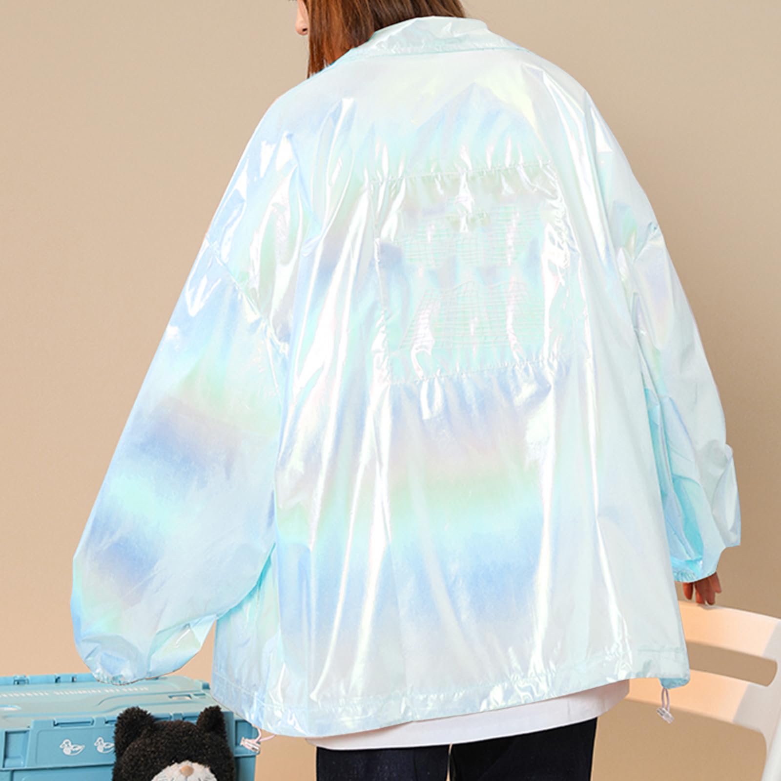 Magic Laser Holographic Fabric, 59in Iridescent Sequin Gradient Organza Lace for Wedding Photography Background Dress Party DIY Supplies, White