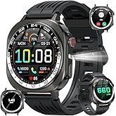 uaue Military Smart Watches for Men(Answer/Make Call), AMOLED 1.43" Smartwatch, Flashlight/130+ Sports/Heart Rate/Sleep Monitor/Fitness Activity Tracker, IP68 Waterproof Fitness Watch for Android iOS