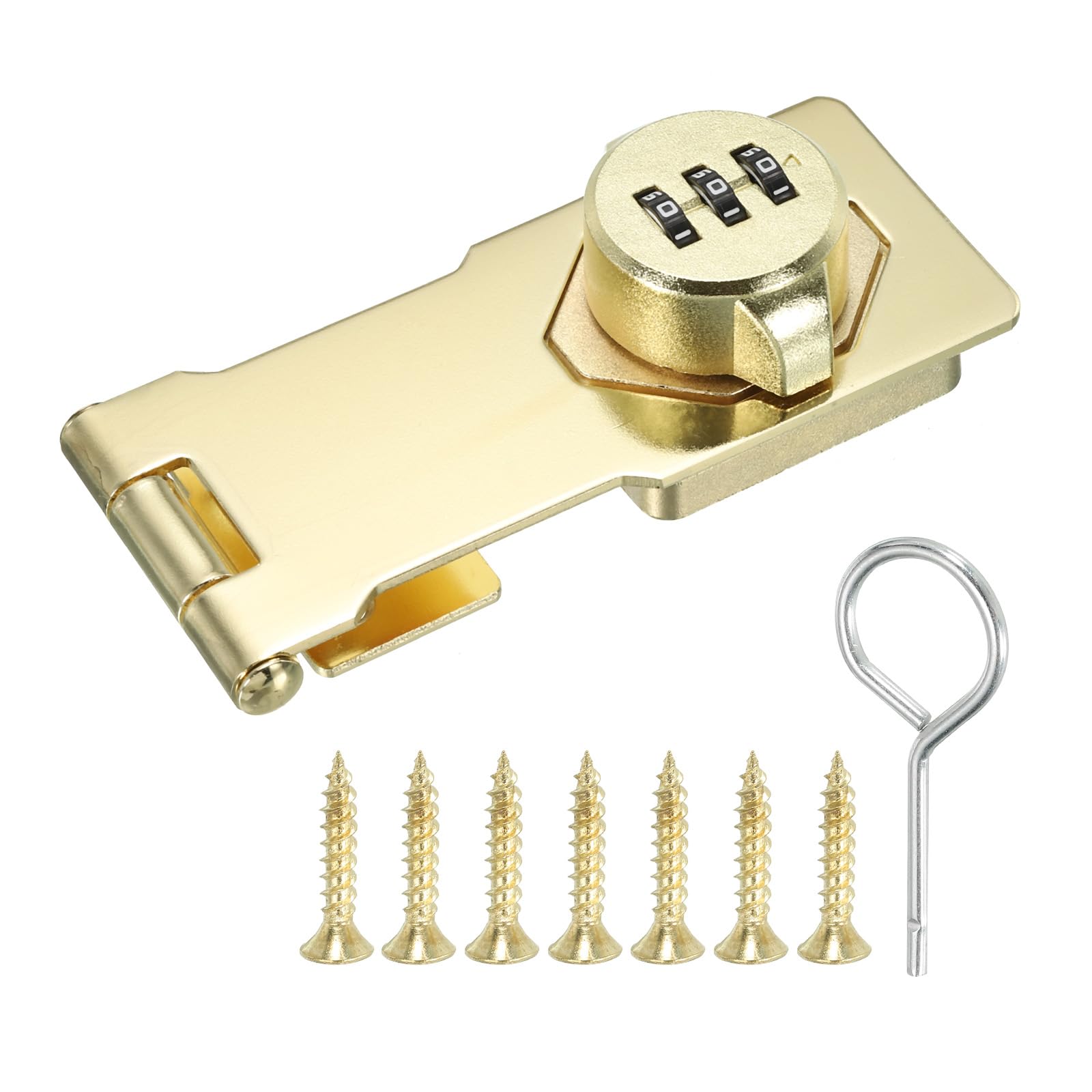 PATIKIL Cabinet Combination Lock, Three Hole Cabinet Password Hasp Locks with 3 Digit Password for Drawer and Cabinet, Gold Tone