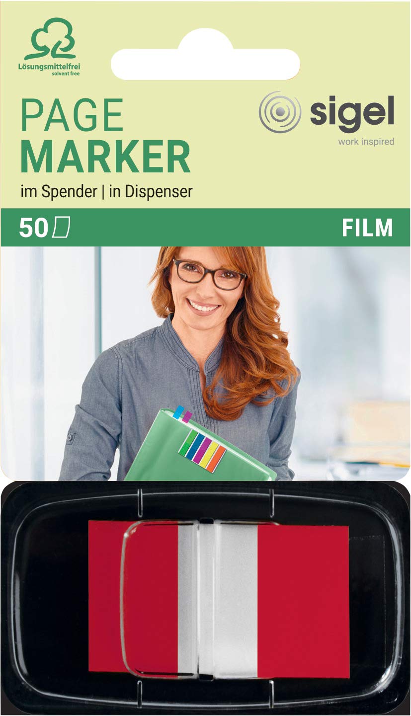 SIGEL HN491 Index Page Marker, Film, strip-size:25x43 mm, 50 strips, Red