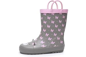 WTW Toddler and Kids Rain Boots with Easy-On Handles, Unisex-Child Waterproof Rubber Rain Boots in Fun Patterns for Girls and Boys (Toddler/Little Kid/Big Kid)