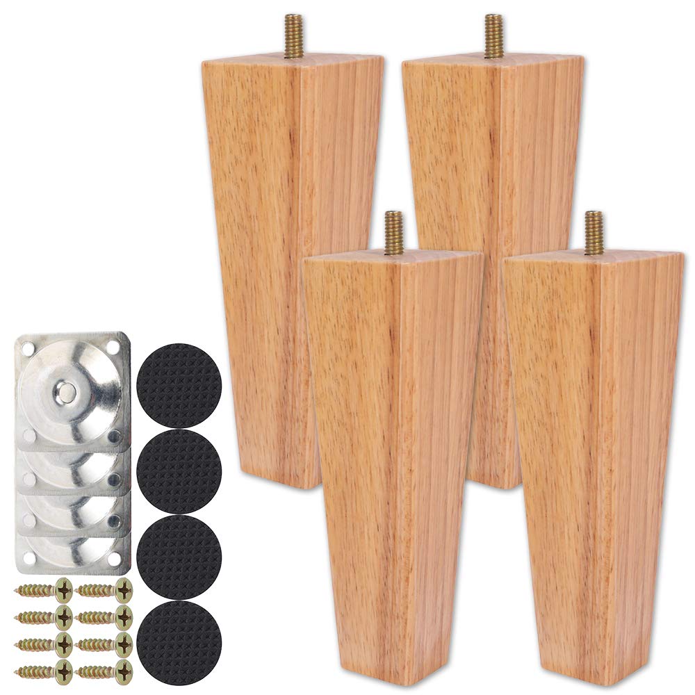 Keyohome 4PCS Height Sofa Legs Wooden Furniture Legs Replacement Armchair Cabinet Feet Wood Cabinets Legs Straight Wood Color for Couch Ottoman Dresser (15cm) …