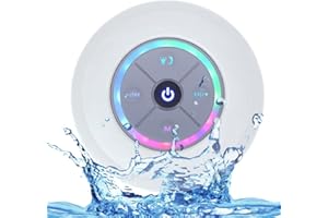 Mini Wireless BT Shower Speaker IPX4 Portable Speakers with LED Light FM Radio Loud Stereo Sound Built-in MIC Suction Cup Spe