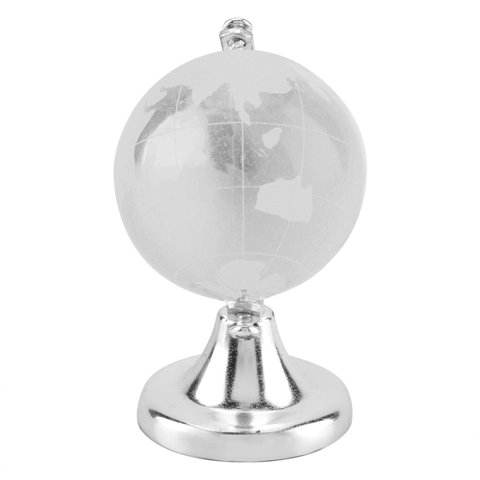 cersalt Crystal Quartz Sphere, Crystal Ball, Round Earth Globe 2.56 * 1.57in Crystal Glass Globe Crystal Decoration for Home Living Room Office Bedroom(Silver)